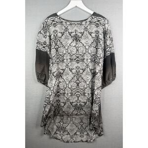 Bryn Walker Gray High Low Hem Tunic Womens L Silk Blend Boho Lagenlook Artsy